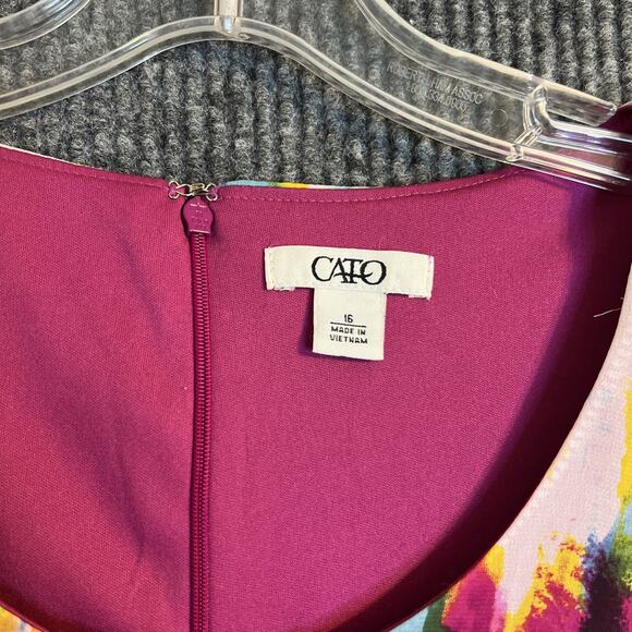 Cato Womens Shift Dress Size 16 Multi Color Abstract Sleeveless Office Career - Picture 6 of 10